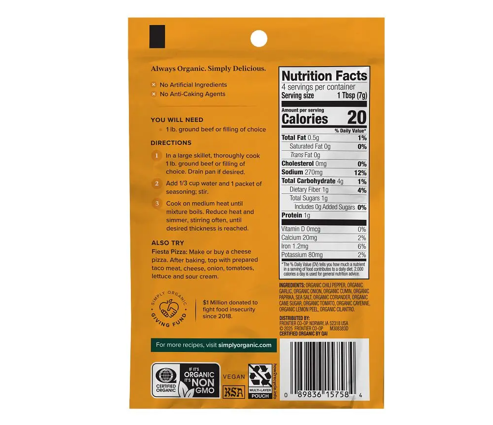Simply Organic Mild Taco Seasoning